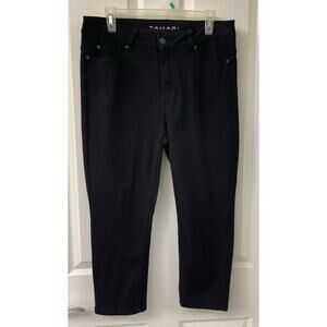 Tahari 14W black denim NWOT has stretch